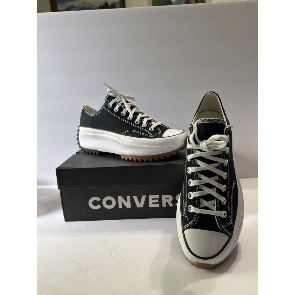 NEW CONVERSE Womens 10.5/Mens 9 Run Star Hike Low Black White Gum Shoes - Picture 2 of 5